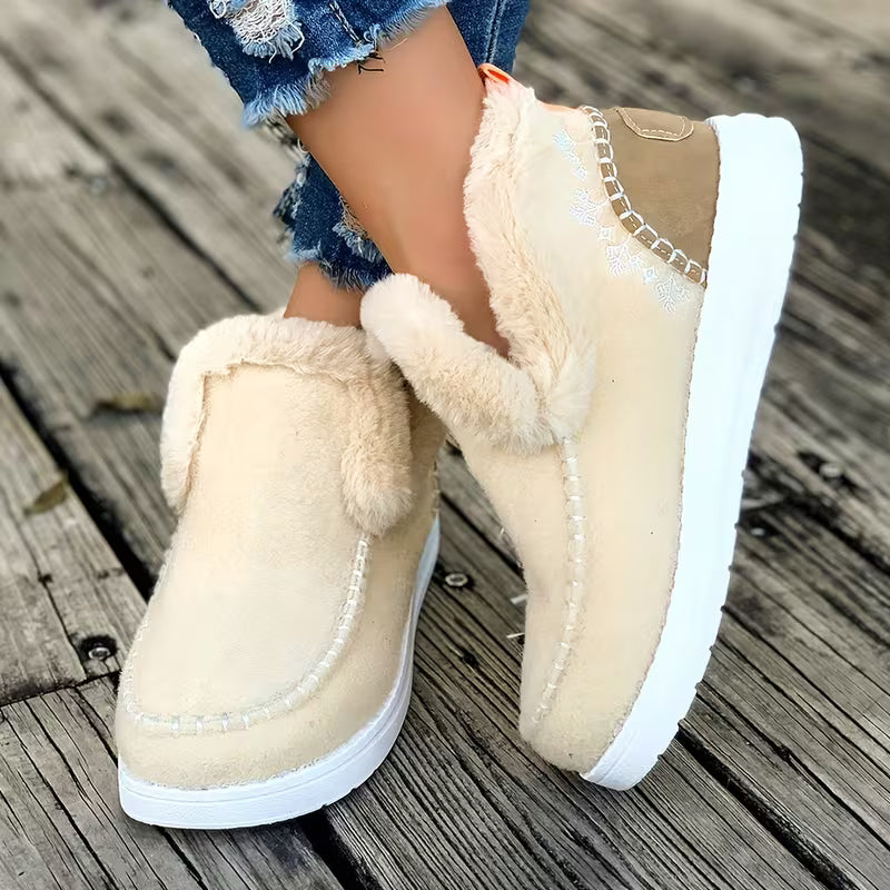 Women'S Winter Fleece Ankle Boots, Warm Snow Boots