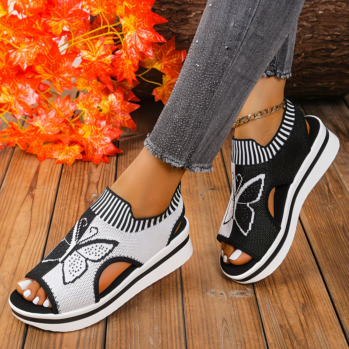 Breathable Knitted Mesh Women'S Casual Sandals