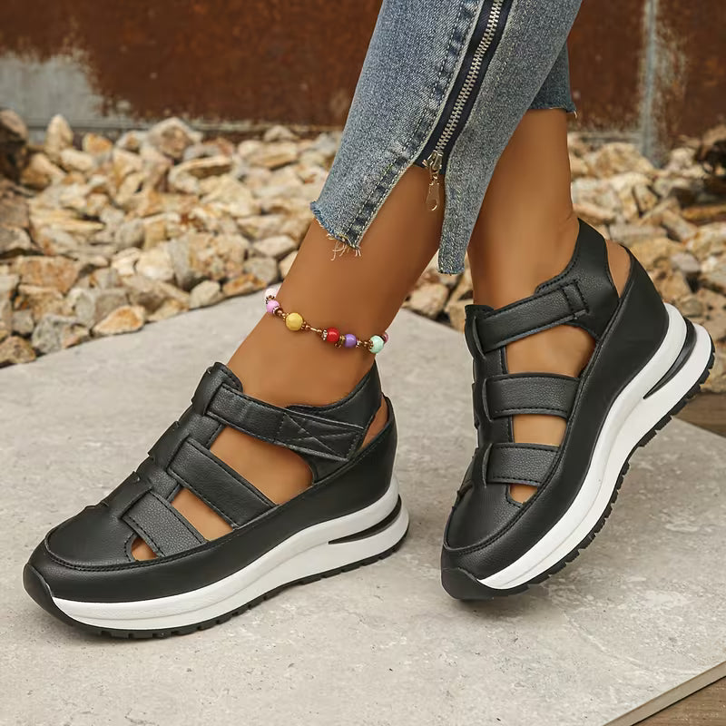 A Pair of Women's Wedge Sandals with Hidden Height Increase
