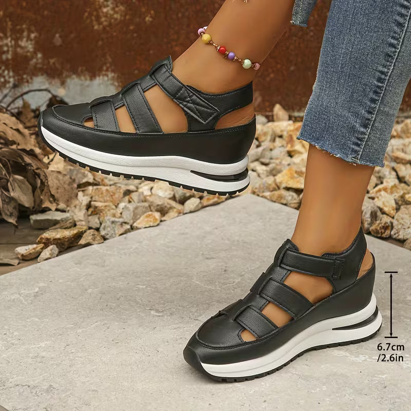 A Pair of Women's Wedge Sandals with Hidden Height Increase