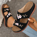 Women'S Summer Slippers, Embroidered Floral Thick Sole