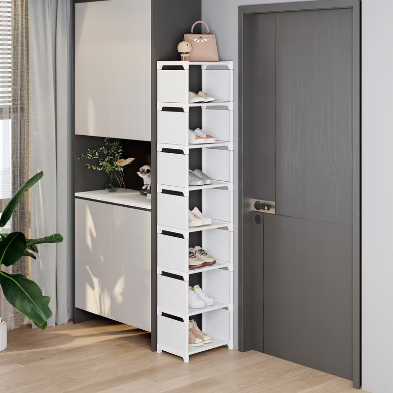8-Tier Slim Shoe Rack Organizer, Metal And Plastic