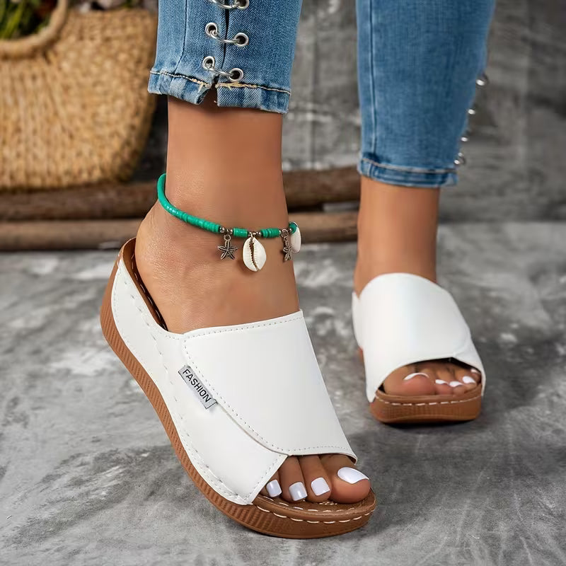 Summer Casual Thick Platform Heel, Comfortable Synthetic