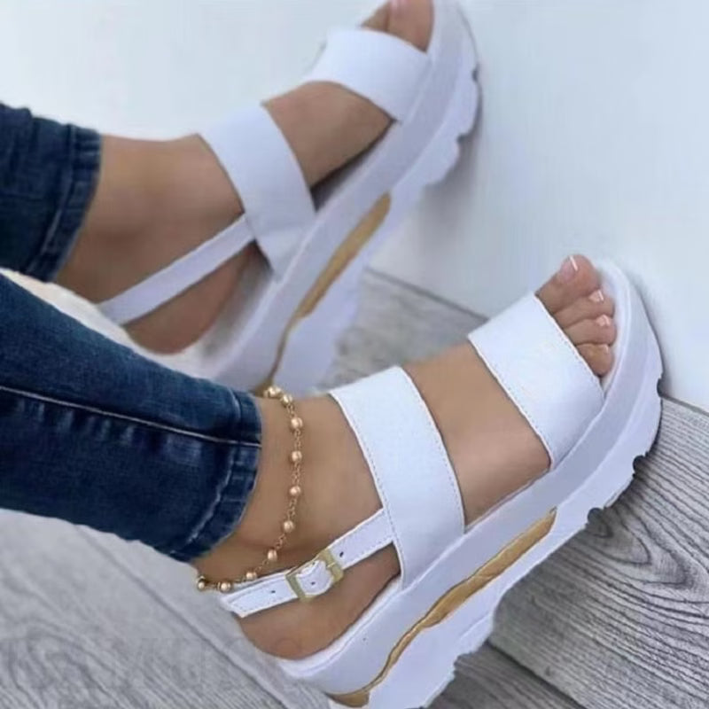 Women's Solid Color Platform Sandals, Summer