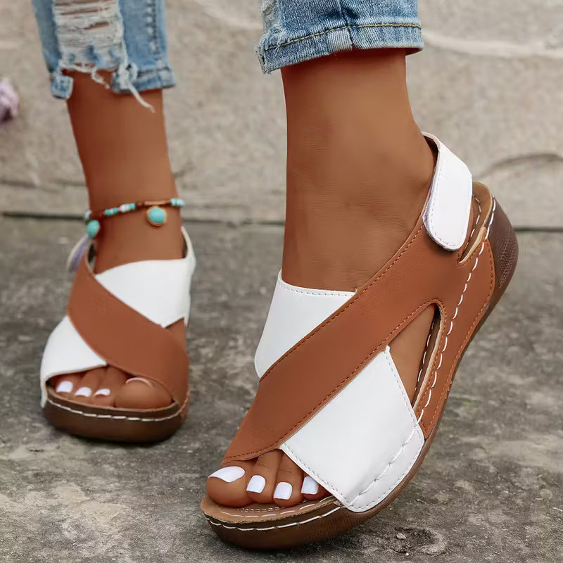 Women's Contrast Color Wedge Sandals,