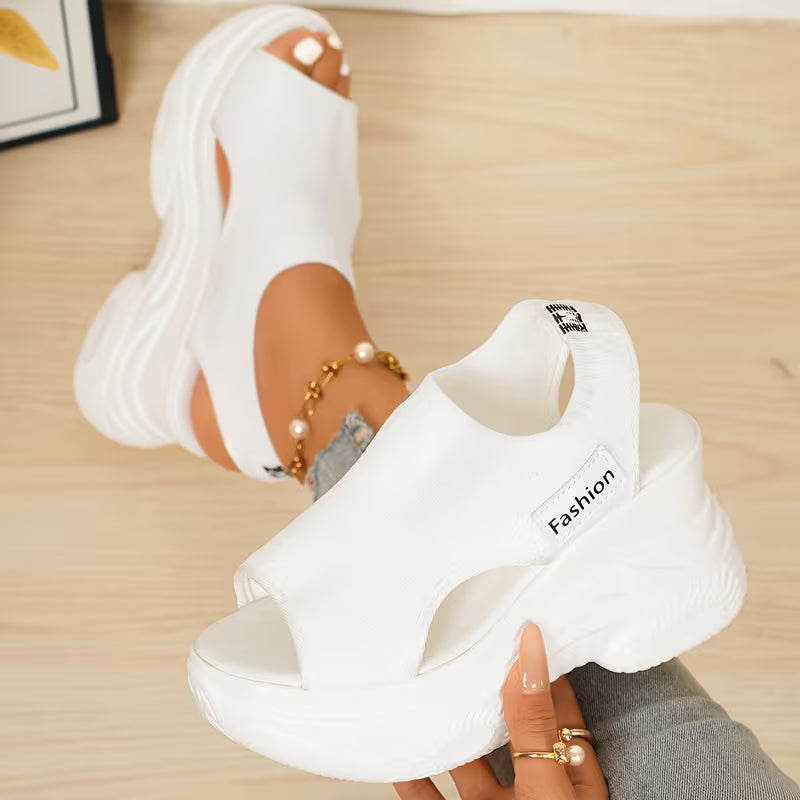 Classic Summer Sandals - Women's Platform Wedge Knit Sandals