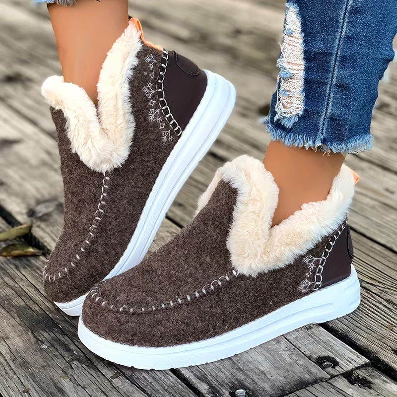 Women'S Winter Fleece Ankle Boots, Warm Snow Boots