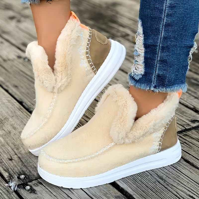 Women'S Winter Fleece Ankle Boots, Warm Snow Boots