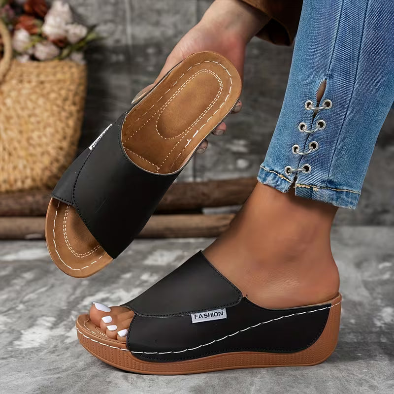 Summer Casual Thick Platform Heel, Comfortable Synthetic