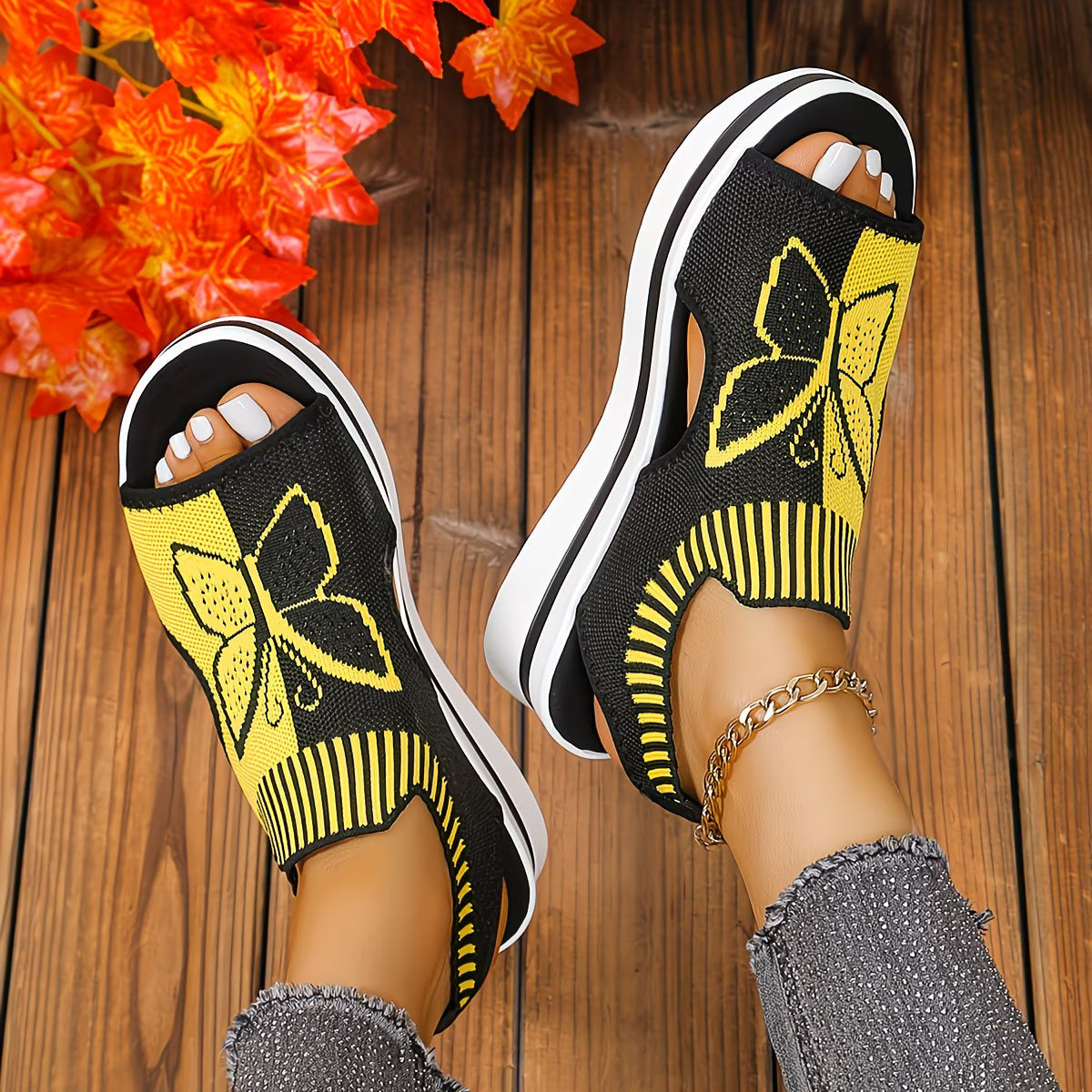 Breathable Knitted Mesh Women'S Casual Sandals