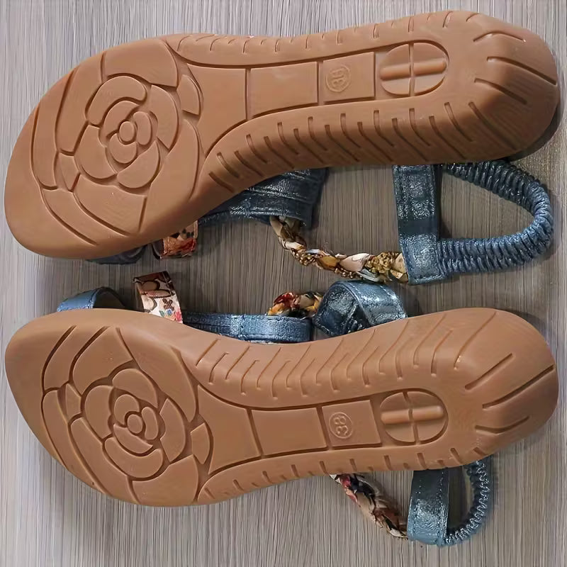 Bohemian Style Flat Wedge Fish Mouth Sandals, Women Shoes