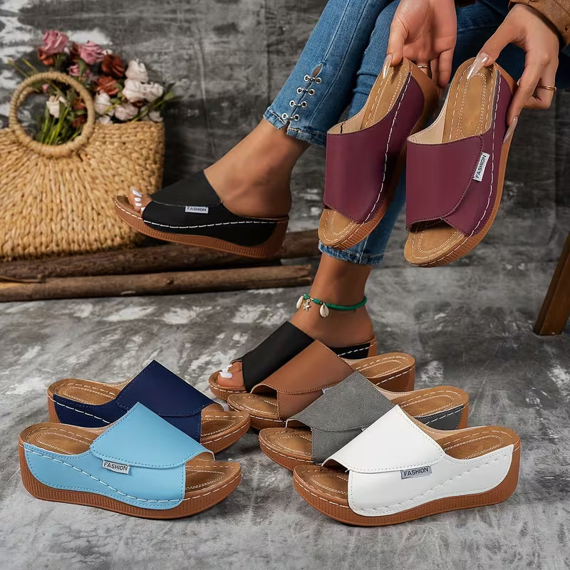 Summer Casual Thick Platform Heel, Comfortable Synthetic