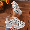 Women's Shiny Wedge Sandals, Open-Toe