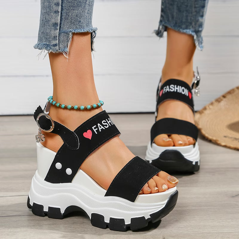 Women's Wedge Heeled Sandals, Platform Open Toe