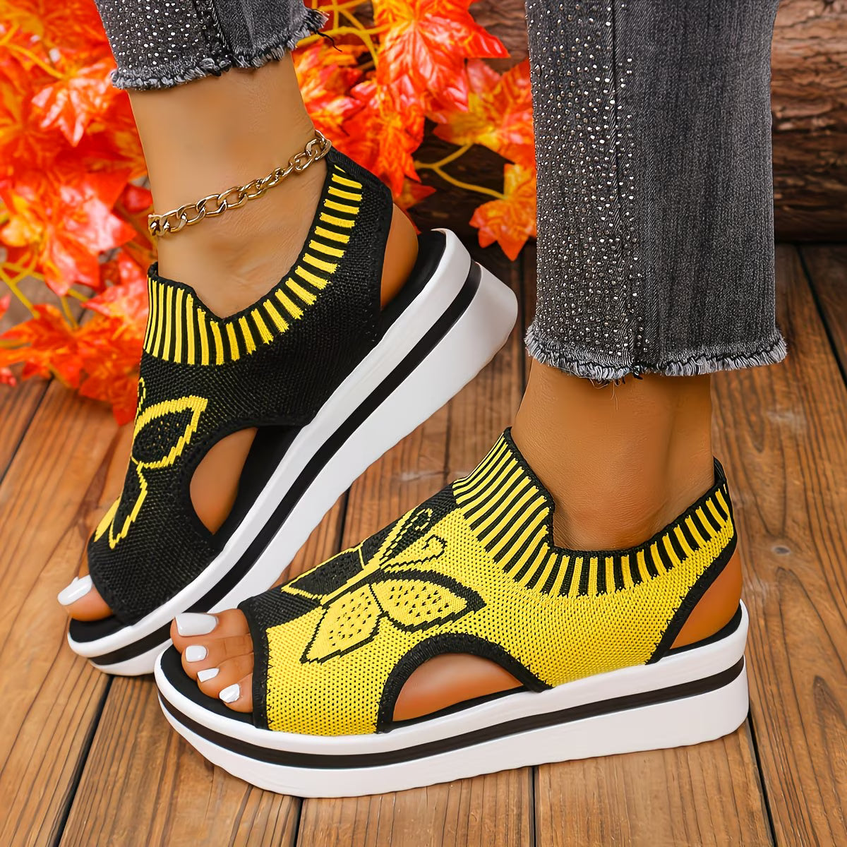Breathable Knitted Mesh Women'S Casual Sandals