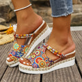 Women's Summer Colorful Graffiti Wedge Sandals