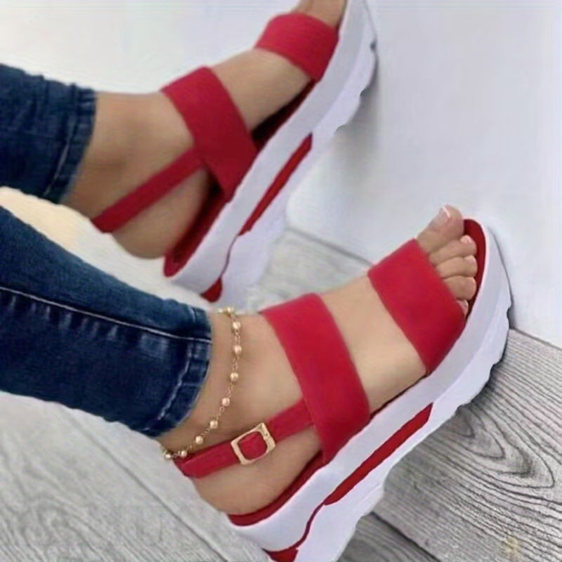 Women's Solid Color Platform Sandals, Summer