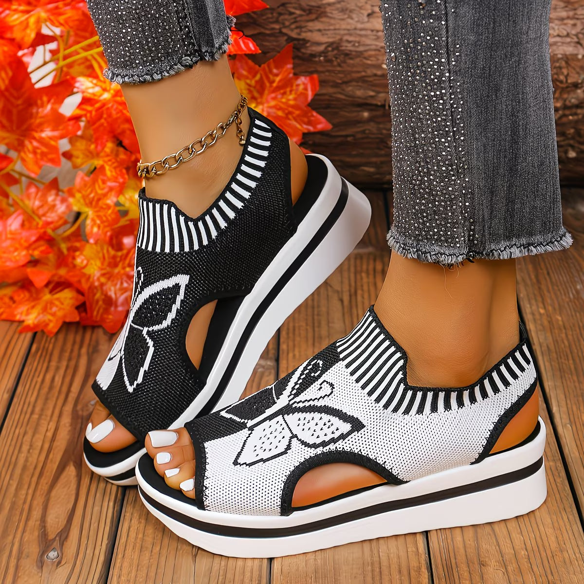 Breathable Knitted Mesh Women'S Casual Sandals