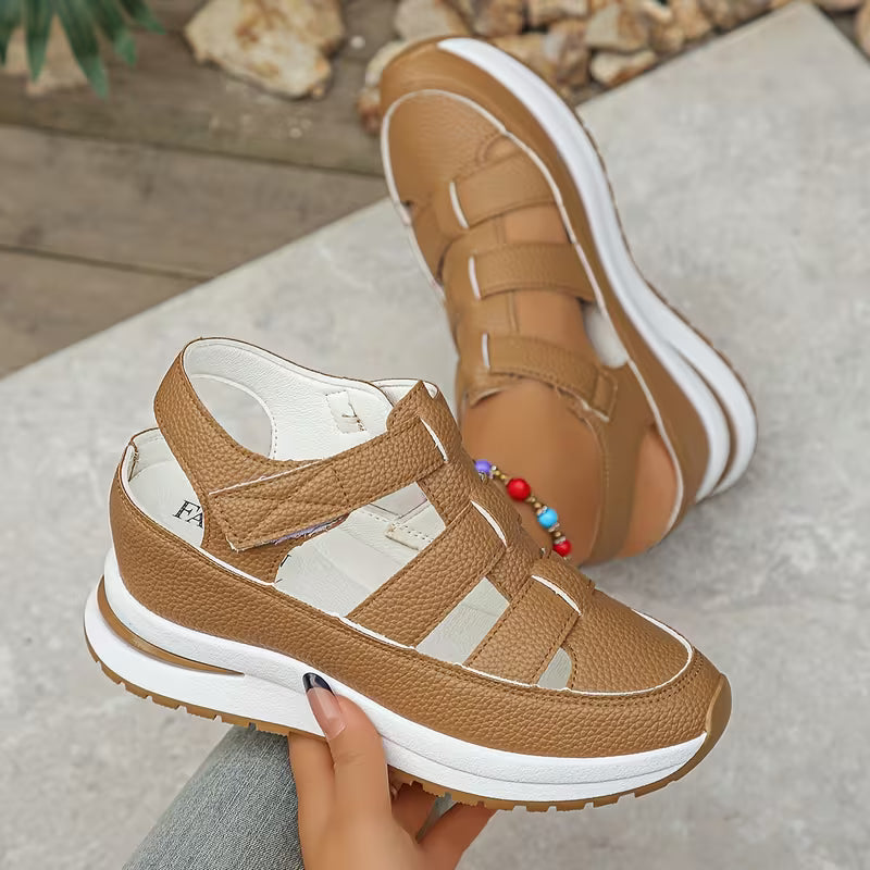 A Pair of Women's Wedge Sandals with Hidden Height Increase