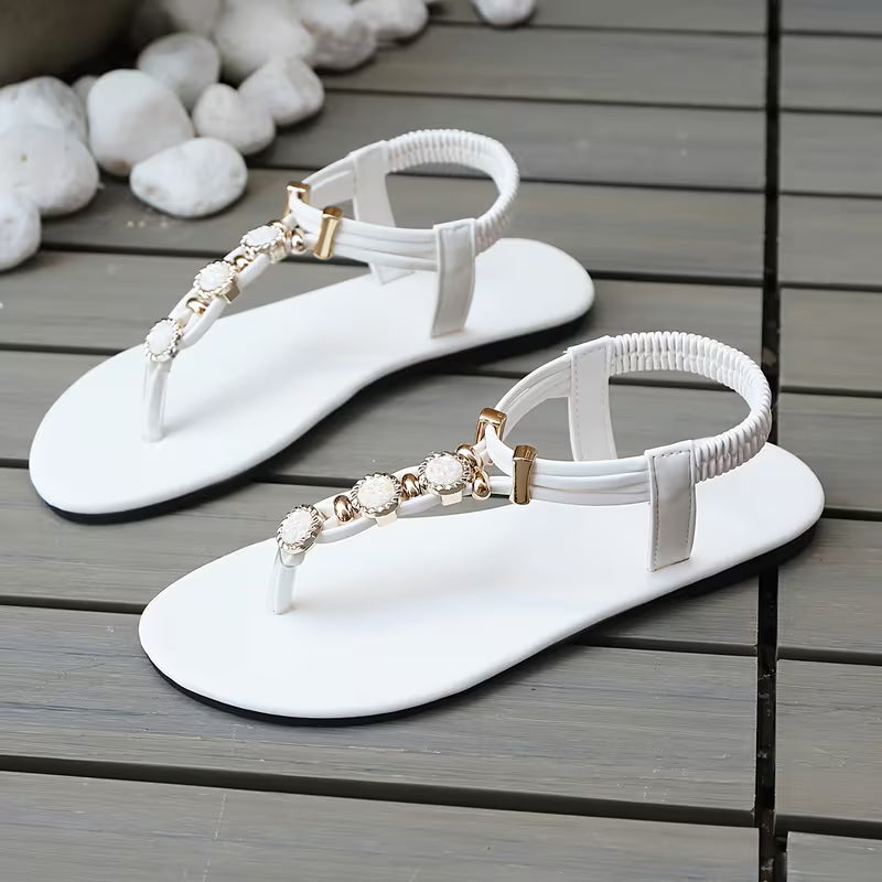 Spring High-End Golden Coin Flip-Flop Sandals for Women