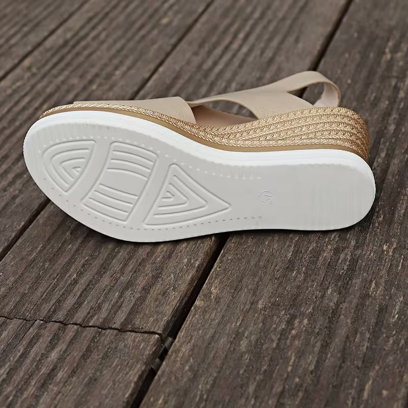 Women's Shiny Wedge Sandals, Open-Toe