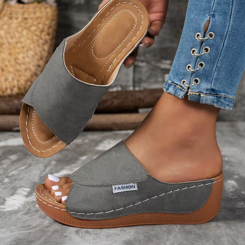 Summer Casual Thick Platform Heel, Comfortable Synthetic