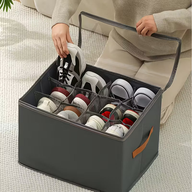 1 pc Foldable Oxford Fabric Shoe Organizer with Lid