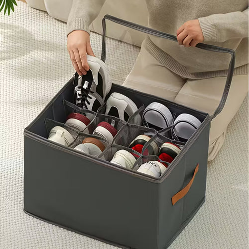 1 pc Foldable Oxford Fabric Shoe Organizer with Lid