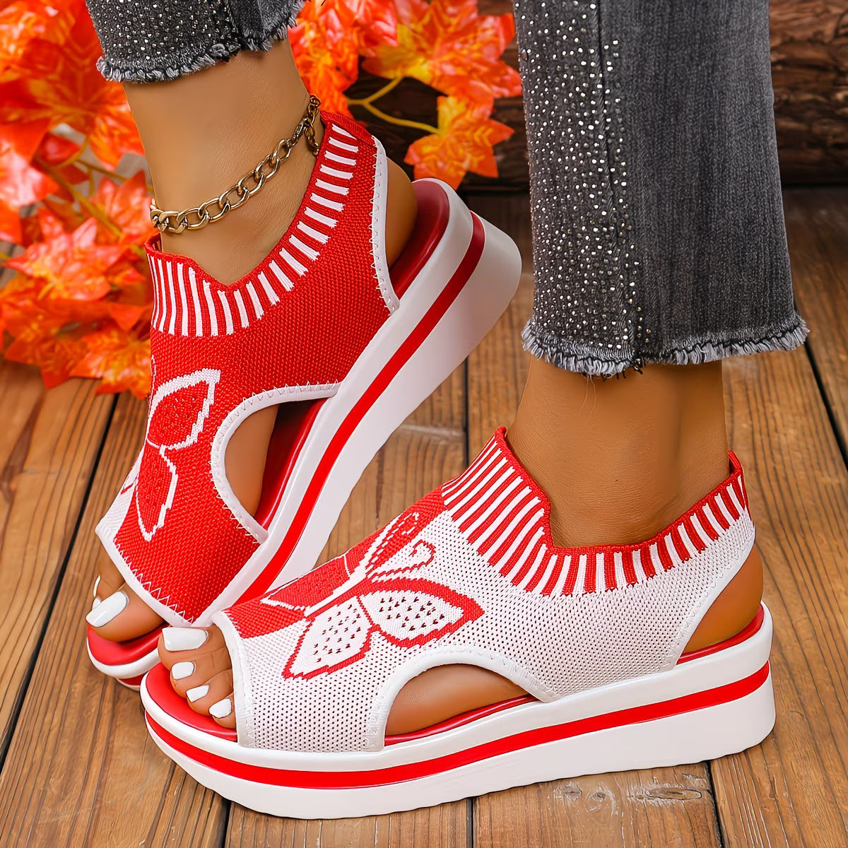 Breathable Knitted Mesh Women'S Casual Sandals