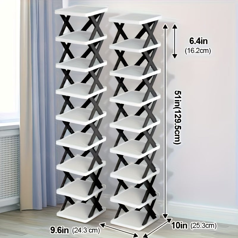 Saving Corner Shoe Rack Organizer Tall Narrow 9-Tier