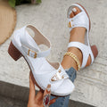 Elegant Women'S Light Blue Chunky Heel Sandals
