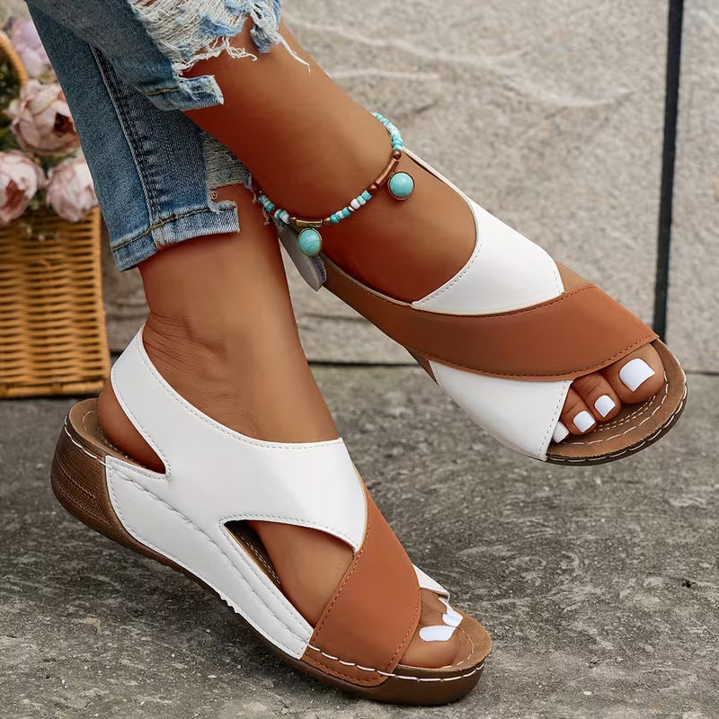 Women's Contrast Color Wedge Sandals,