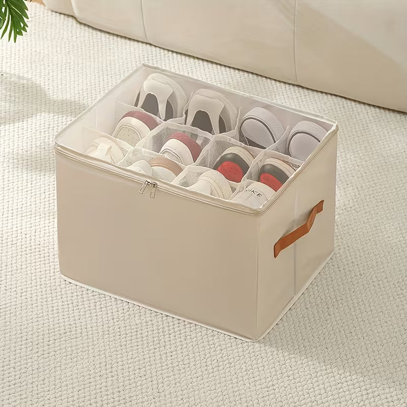 1 pc Foldable Oxford Fabric Shoe Organizer with Lid