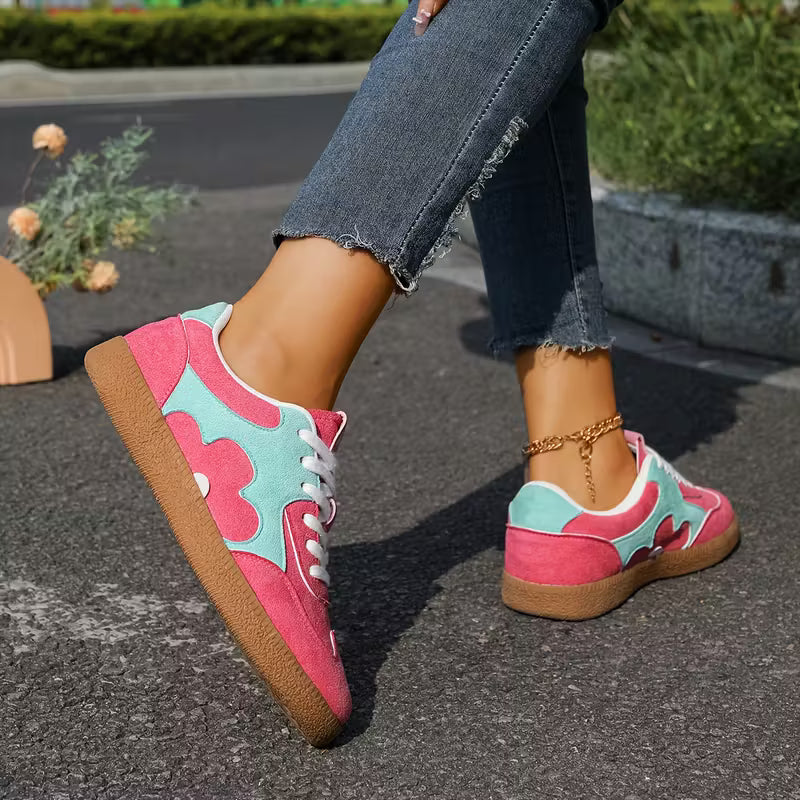 Women's Pink &amp; Mint Green Colorblock Casual Sneakers