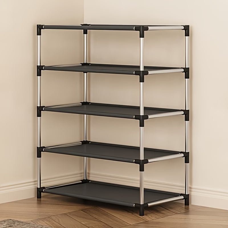 Space-saving multi-layer shoe rack - black metal shoe