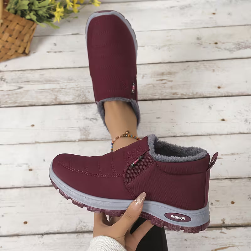 Women's Solid Color Fluffy Boots – Warm &amp; Cozy Winter Ankle Boots