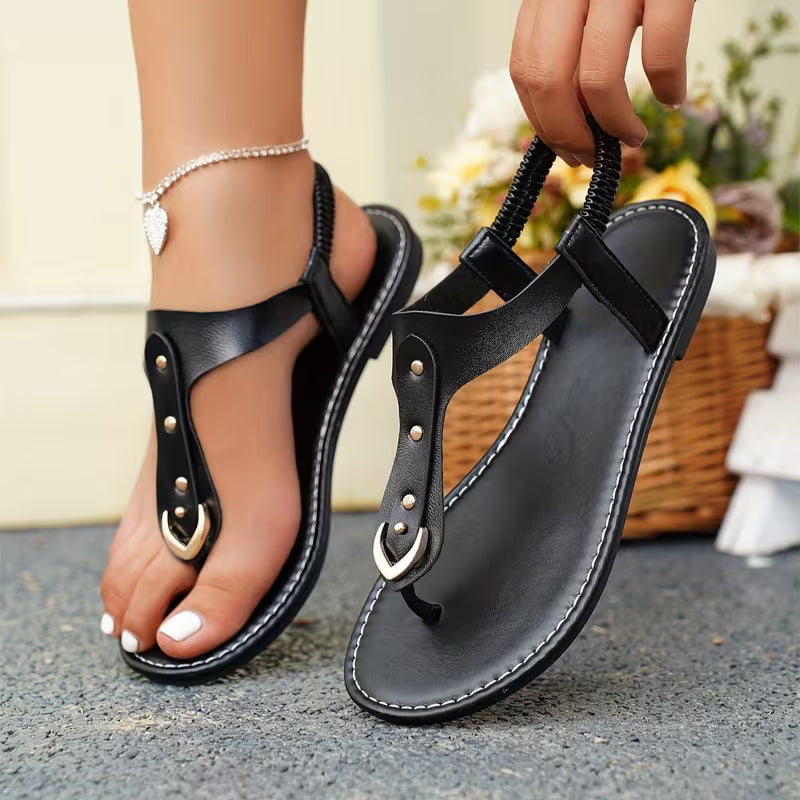 Women's Rivet Back Ankle Strap Round Toe