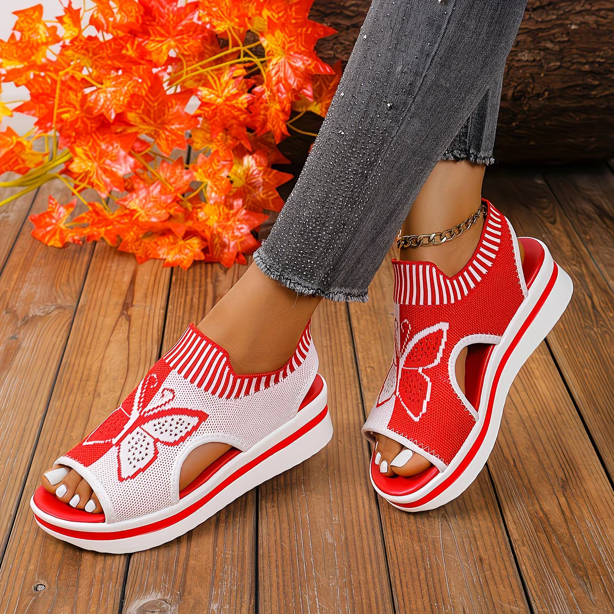 Breathable Knitted Mesh Women'S Casual Sandals