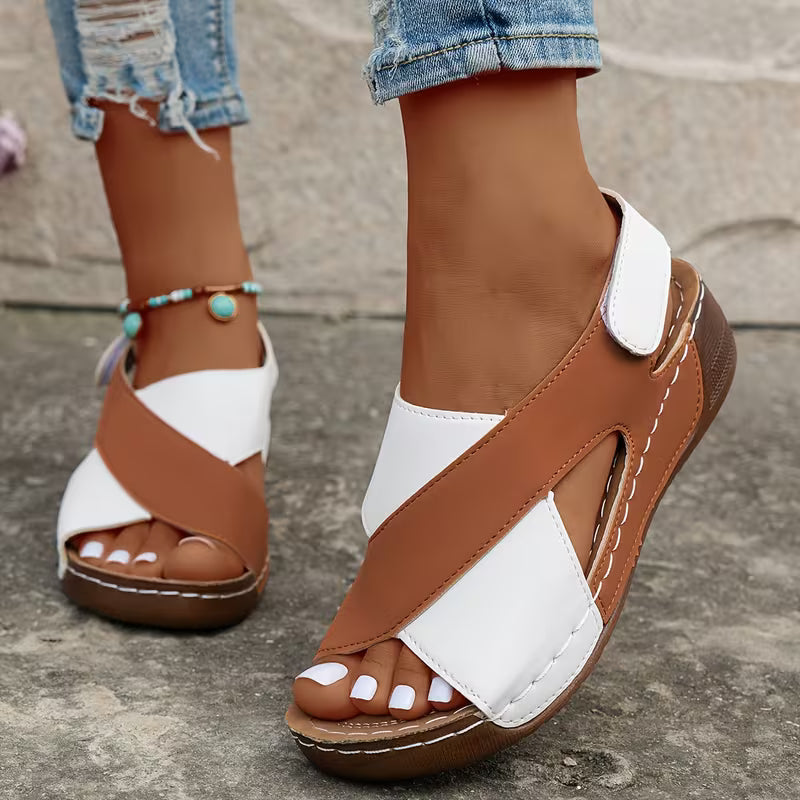 Women's Contrast Color Wedge Sandals,