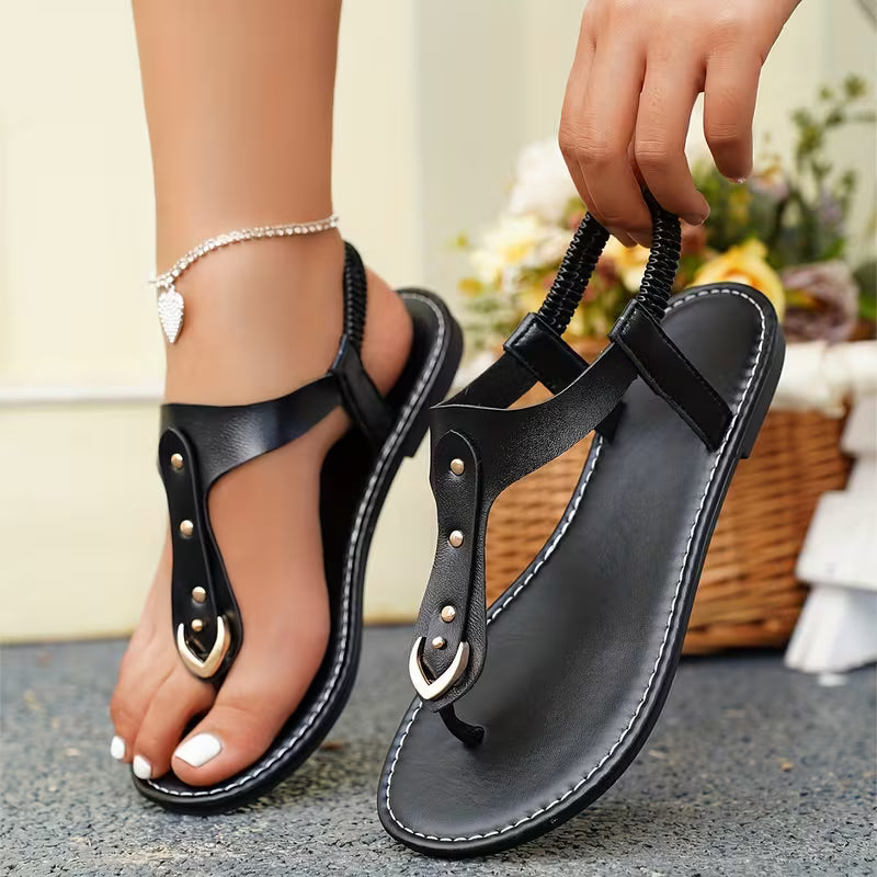Women's Rivet Back Ankle Strap Round Toe