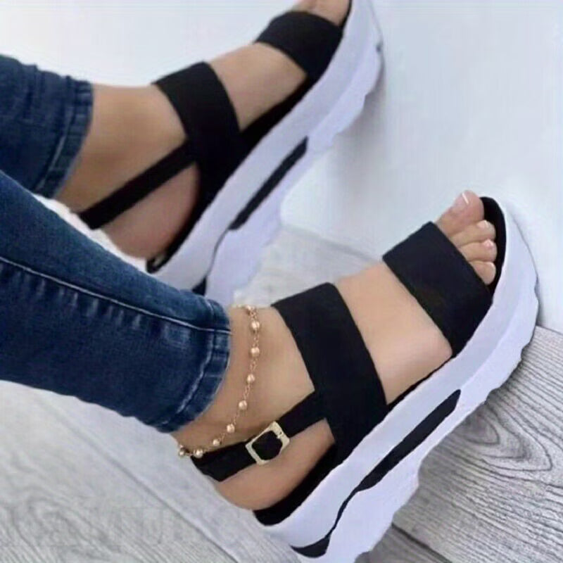 Women's Solid Color Platform Sandals, Summer
