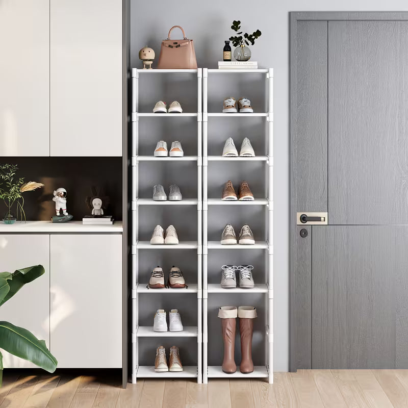 8-Tier Slim Shoe Rack Organizer, Metal And Plastic