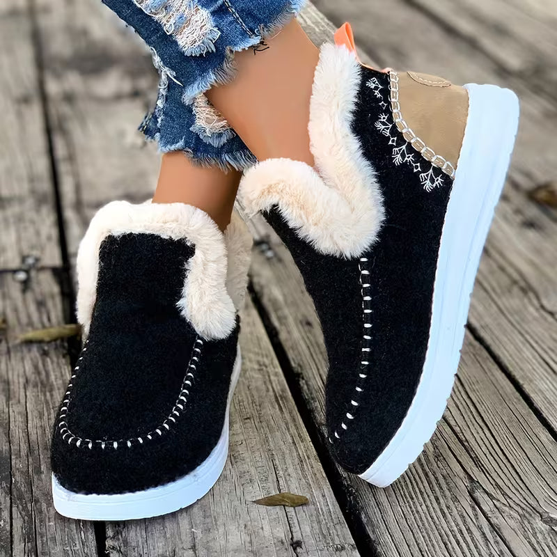 Women'S Winter Fleece Ankle Boots, Warm Snow Boots