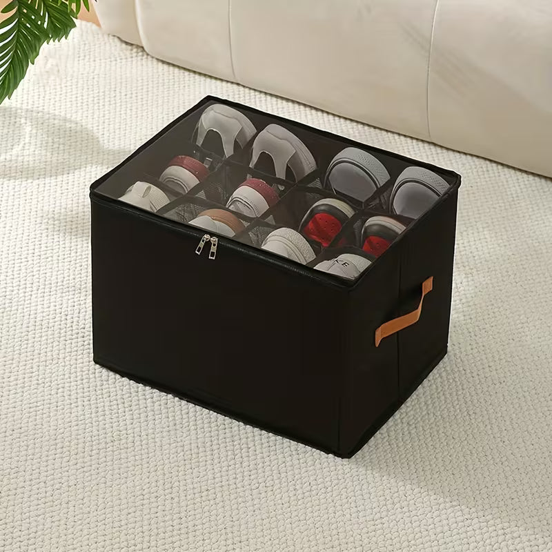 1 pc Foldable Oxford Fabric Shoe Organizer with Lid