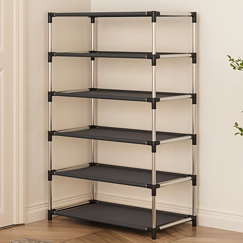 Space-saving multi-layer shoe rack - black metal shoe