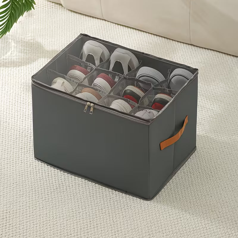 1 pc Foldable Oxford Fabric Shoe Organizer with Lid