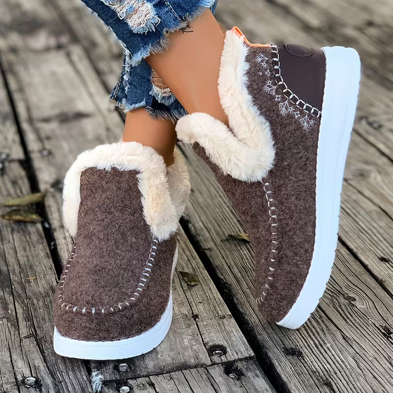 Women'S Winter Fleece Ankle Boots, Warm Snow Boots