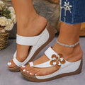 White Floral Decorative Platform Sandals | Hand-stitched,
