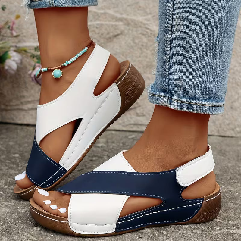 Women's Contrast Color Wedge Sandals,