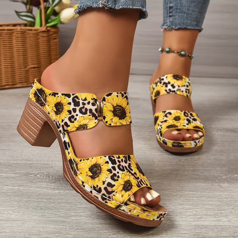 Heel Thick Bottom Metal Buckle Sandals For Women 